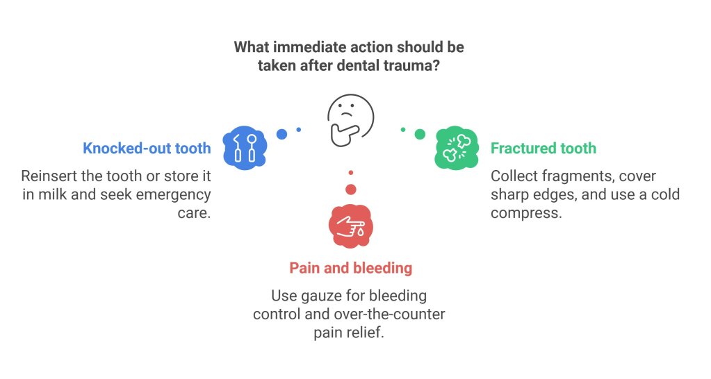 Infographic on immediate actions for dental trauma